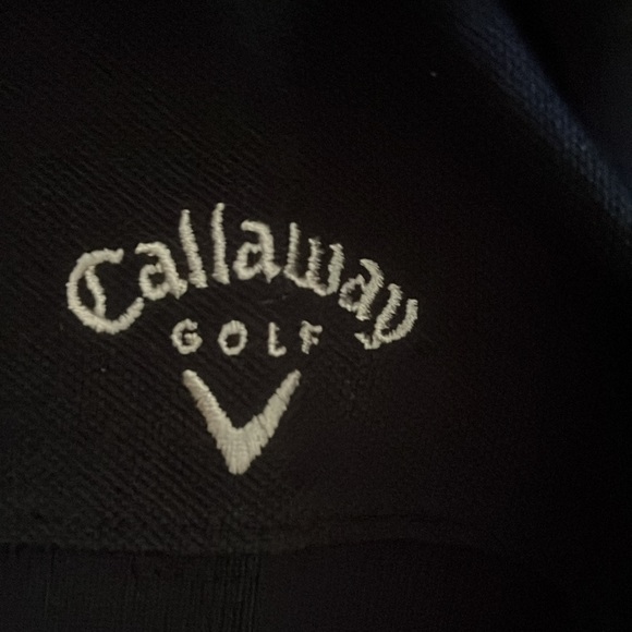 Callaway Black Polo Golf Shirt with White Logo on   Sleeve and Back - Picture 2 of 10